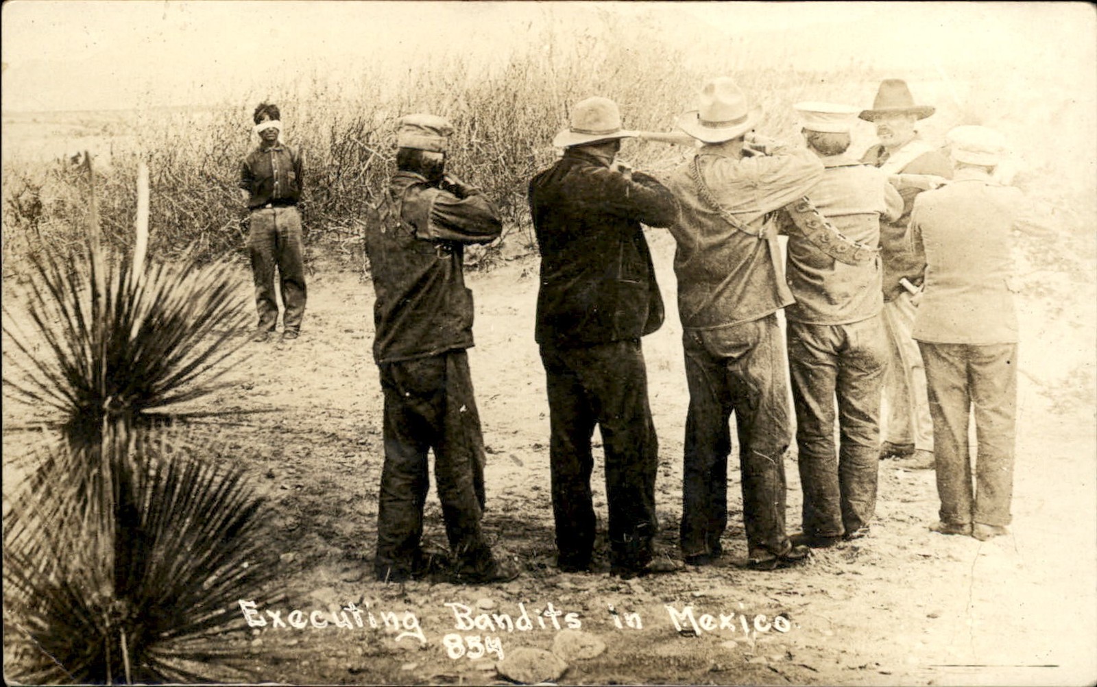 Mexican firing squad Border War Revolution c1910s Real Photo Postcard bhn