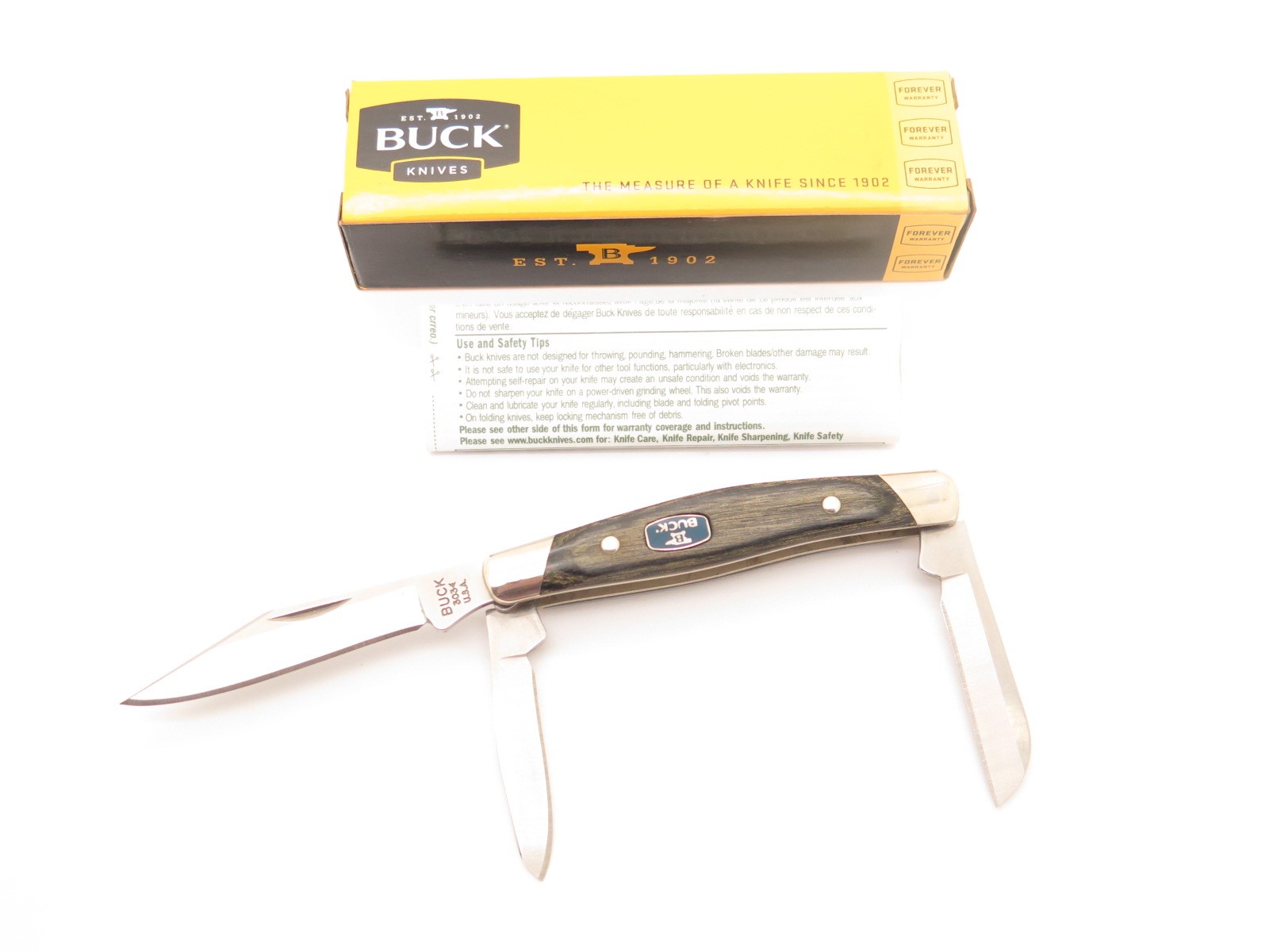 2010 Buck 303GYS Cadet Stockman 3 Blade Dymondwood Handle Folding Pocket Knife