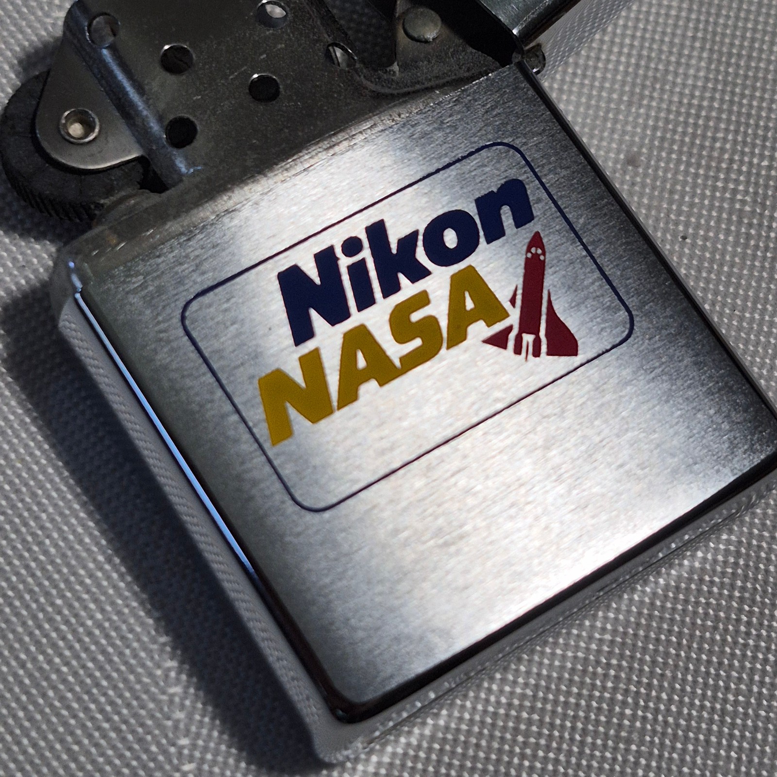 Vtg Nikon NASA Space Shuttle Zippo Lighter Unused Mint Boxed Paperwork Rare