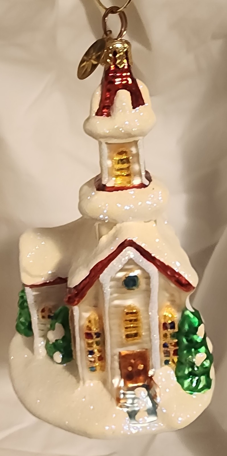 Christopher Radko “The Village Chapel” Glass Christmas Ornament #01-0266-0