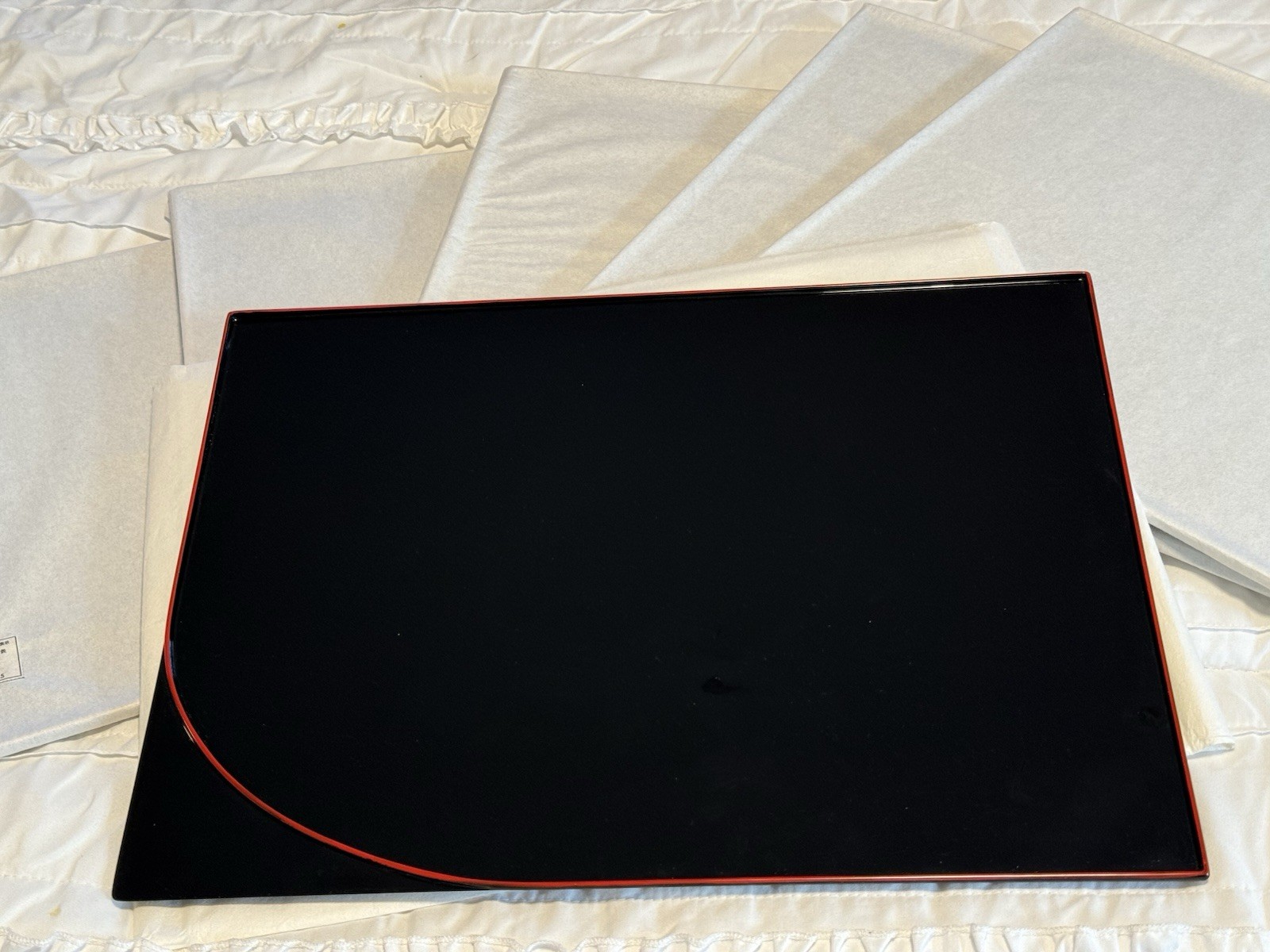 Vintage Japanese Urushi Kaiseki Lacquer Trays in Signed Box – Unused Gift Set