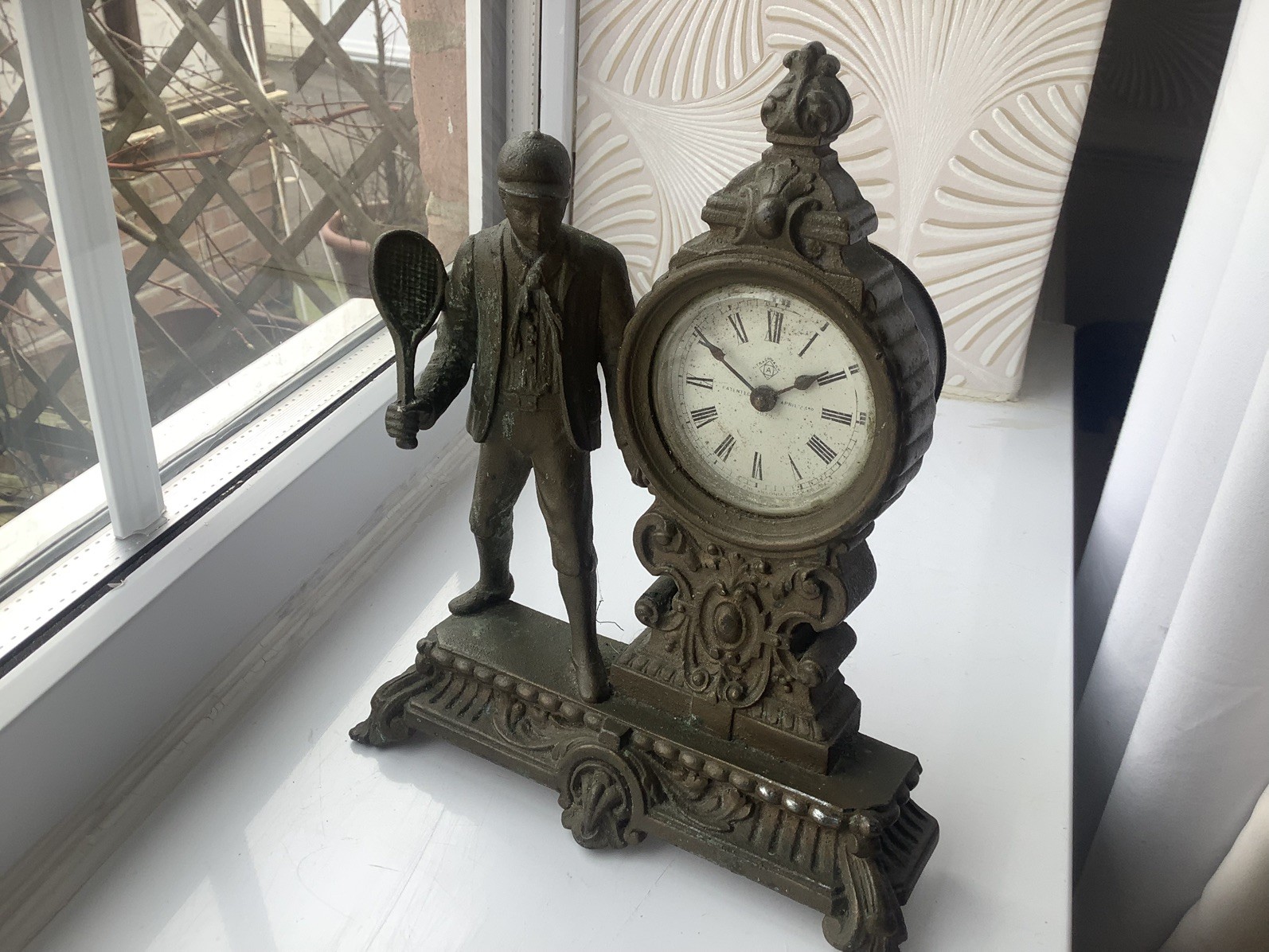 Antique CHAMPIONS LEGACY Ansonia bronze/Metal Figural Mantel Clock C1878 