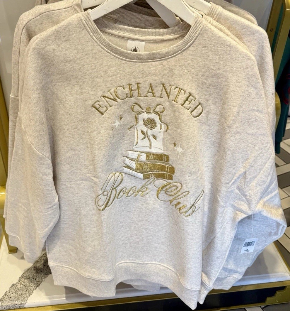 2026 Disney Parks Enchanted Book Club Sweatshirt S Pullover Embroidered Belle