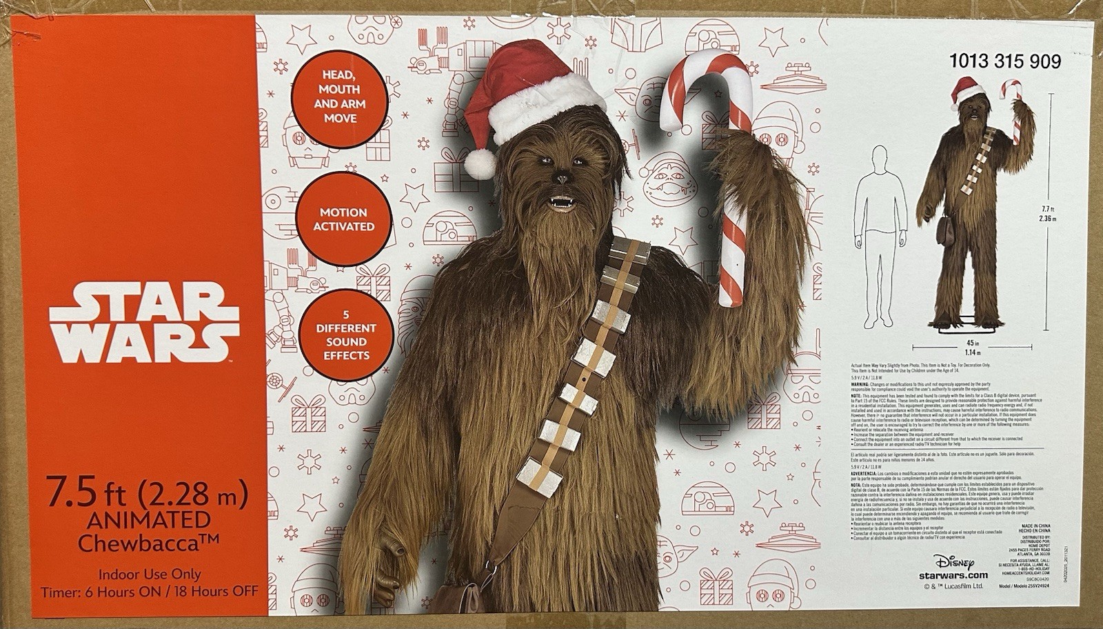 Star Wars 7.5 Ft Animated Chewbacca Decoration (New/Sealed)