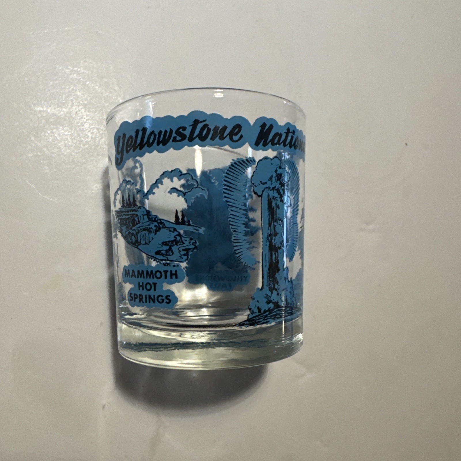 Vintage Yellowstone National Park Souvenir Tumbler Lowball Glass Vintage Yellowstone National Park Souvenir Tumbler Lowball Glass
