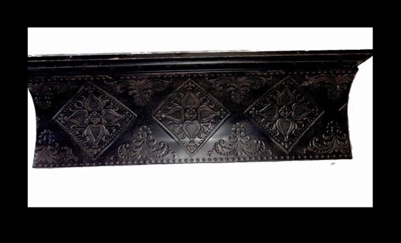 Nice Vintage Black Wall Shelf Wood & Metal Ceiling Tile Plate groove 24”