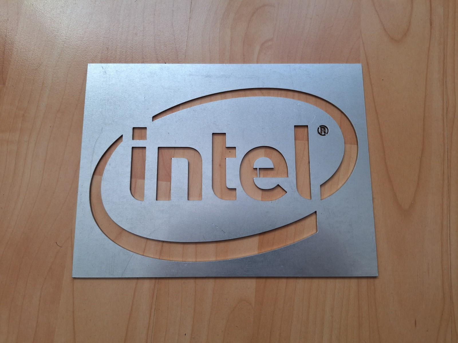 Intel big steel laser cut logo 200mm x 150mm x 1,4mm Intel big steel laser cut logo 200mm x 150mm x 1,4mm