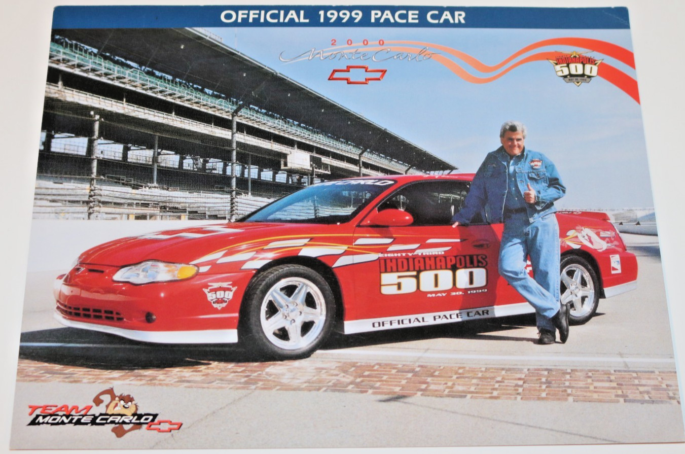 2000 Chevrolet Monte Carlo 1999 Indy 500 Pace Car Hand Out Jay Leno Driver 2000 Chevrolet Monte Carlo 1999 Indy 500 Pace Car Hand Out Jay Leno Driver