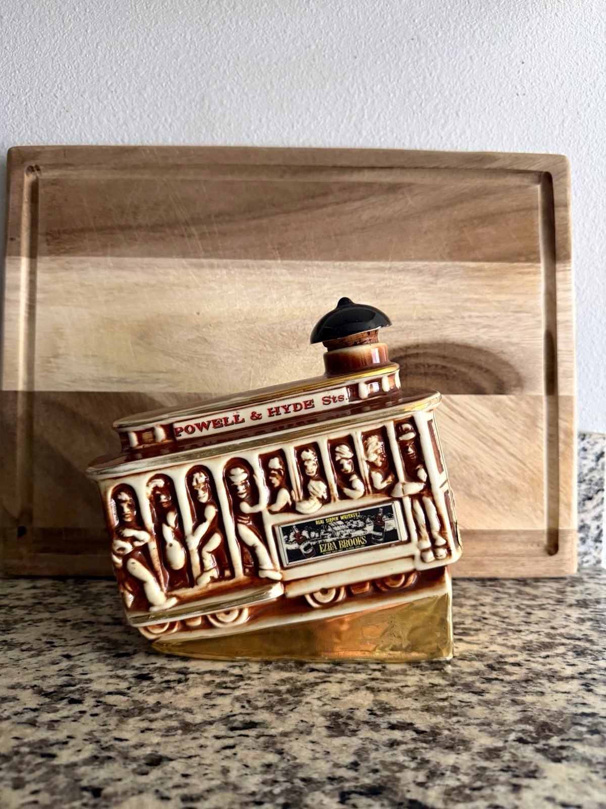 Ezra Brooks Powell & Hyde St Cable Car Ceramic Decanter Bottle w/ Stopper