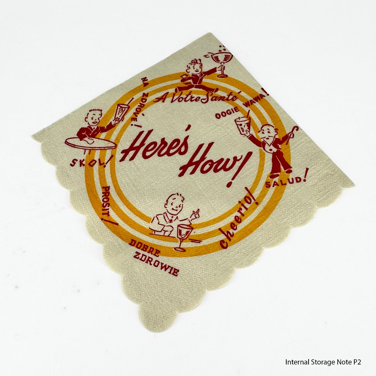 Vintage Here's How Toast Paper Napkin Scalloped Cheers Languages Vintage Here's How Toast Paper Napkin Scalloped Cheers Languages
