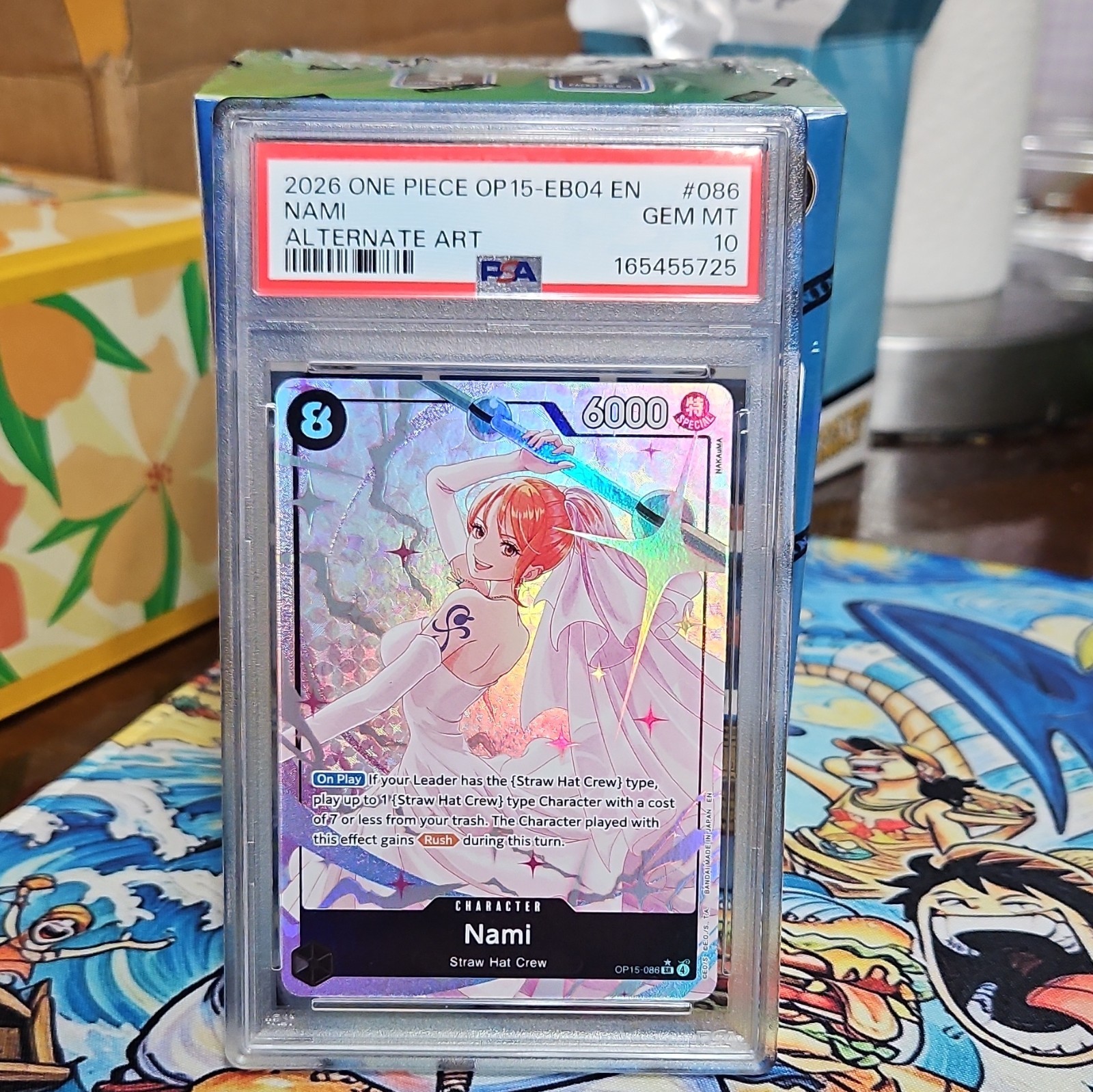 2026 ONE PIECE OP15-EB04-ADVENTURE ON KAMI\'S ISLAND ALTERNATE ART NAMI PSA 10