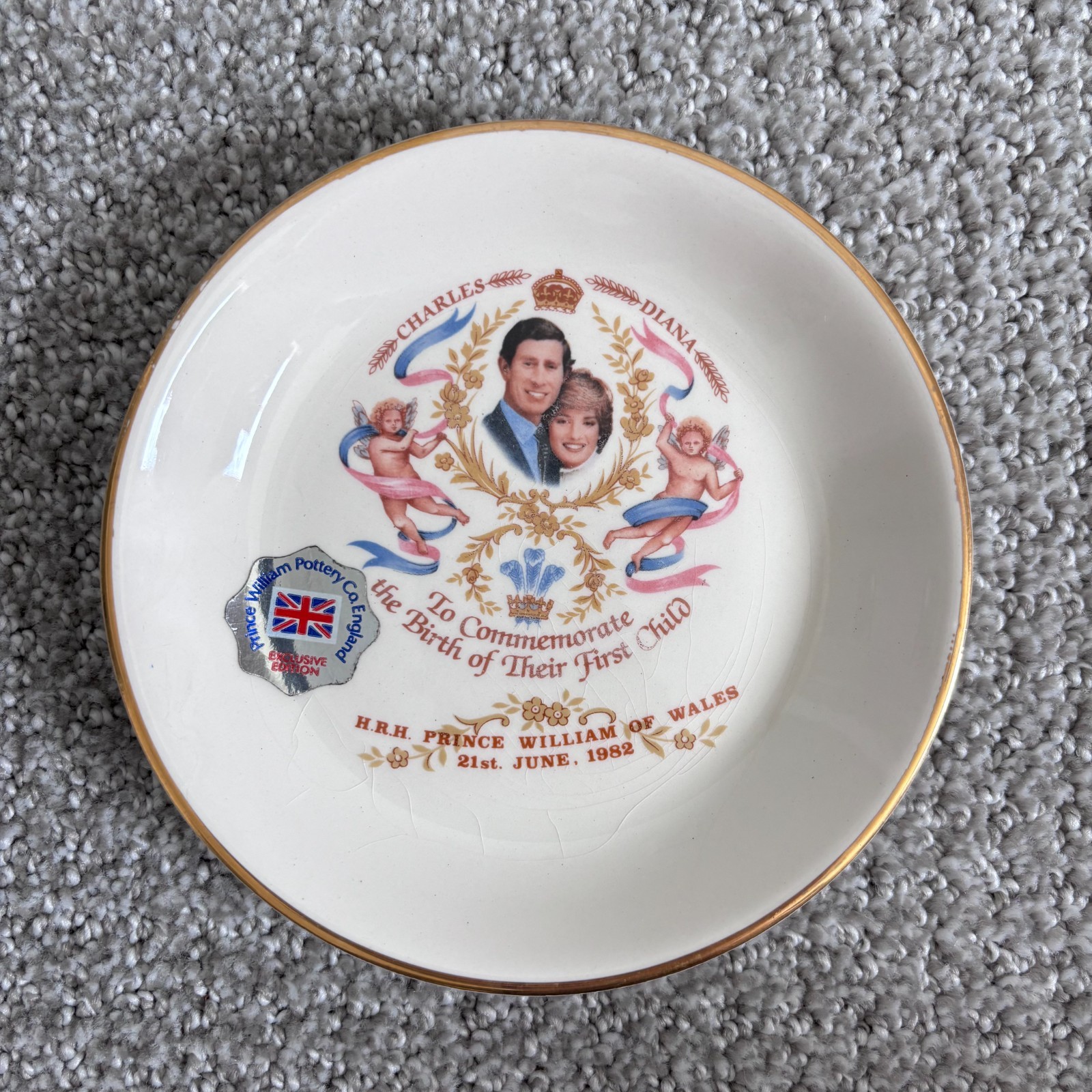 Prince William Pottery Co England Commemorative Plate Charles Diana 1982 Used Prince William Pottery Co England Commemorative Plate Charles Diana 1982 Used