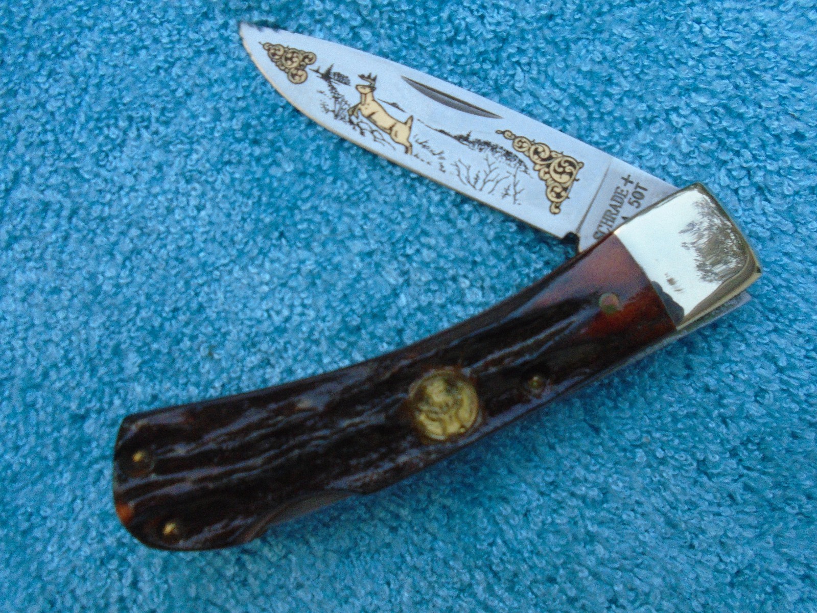 HERMAN WILLIAMS CUSTOMIZED SCHRADE 5OT AWSOME STAG 2014 POCKET KNIFE HERMAN WILLIAMS CUSTOMIZED SCHRADE 5OT AWSOME STAG 2014 POCKET KNIFE