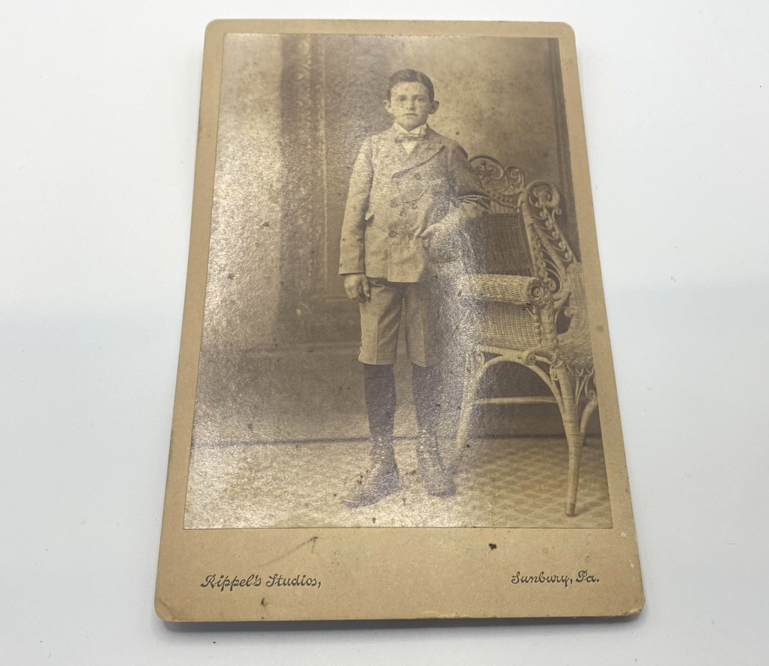 Vtg Early 1900s Edd Baum Boy Portrait Cabinet Card Photo Sepia 4x6 Original