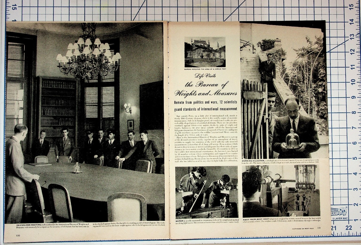 1940s Life Magazine Article Bureau of Weights & Measures Tampax Ticonderoga Ad