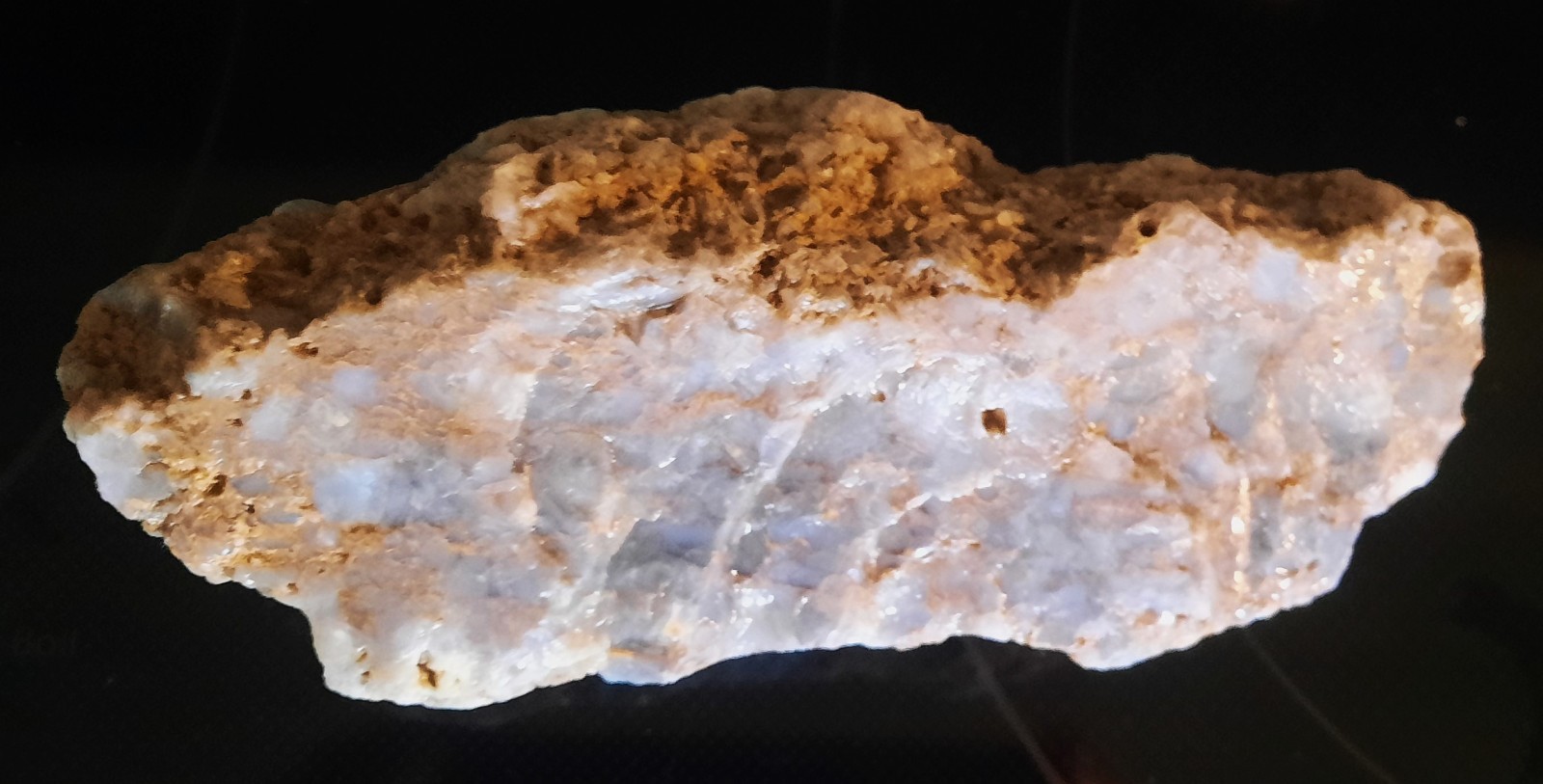 Amazing Blue Agatized Crinoid Stems Bed. Cumberland County KY. 520 grams