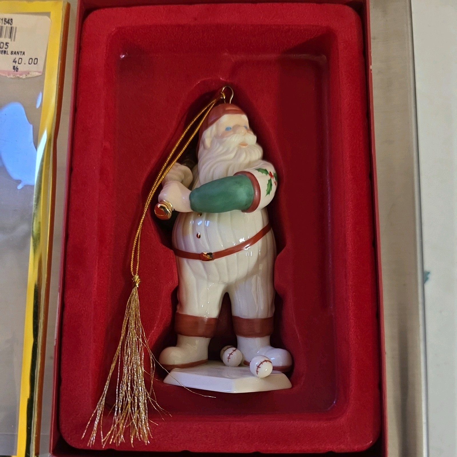 Rare Vintage LENOX Baseball Santa Ornament Christmas PERFECT CONDITION 