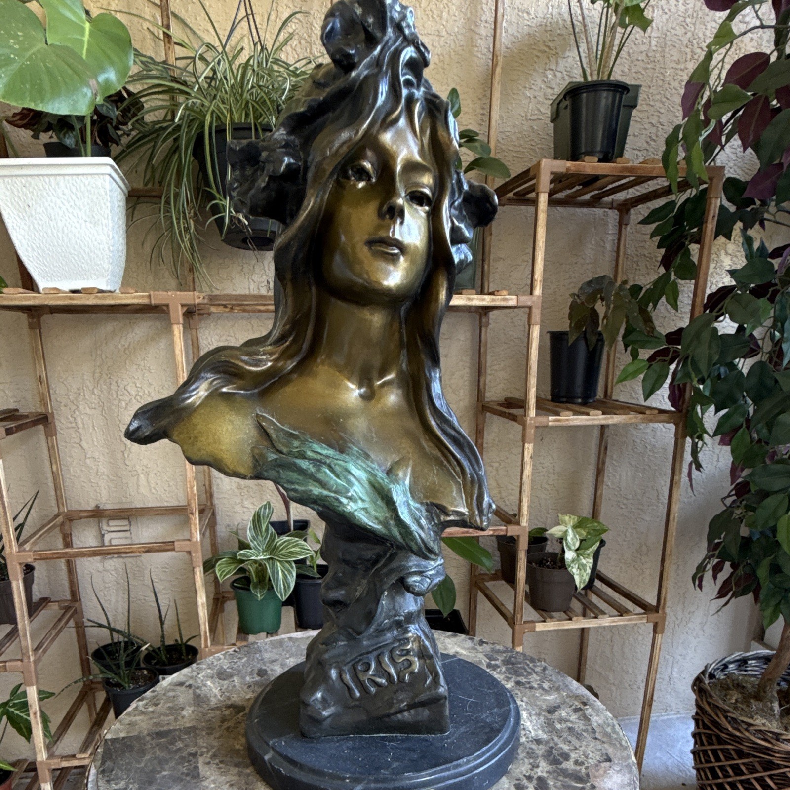 Villonis Iris Woman Bust Metal Sculpture Bronze Art Nouveau Art Collector  