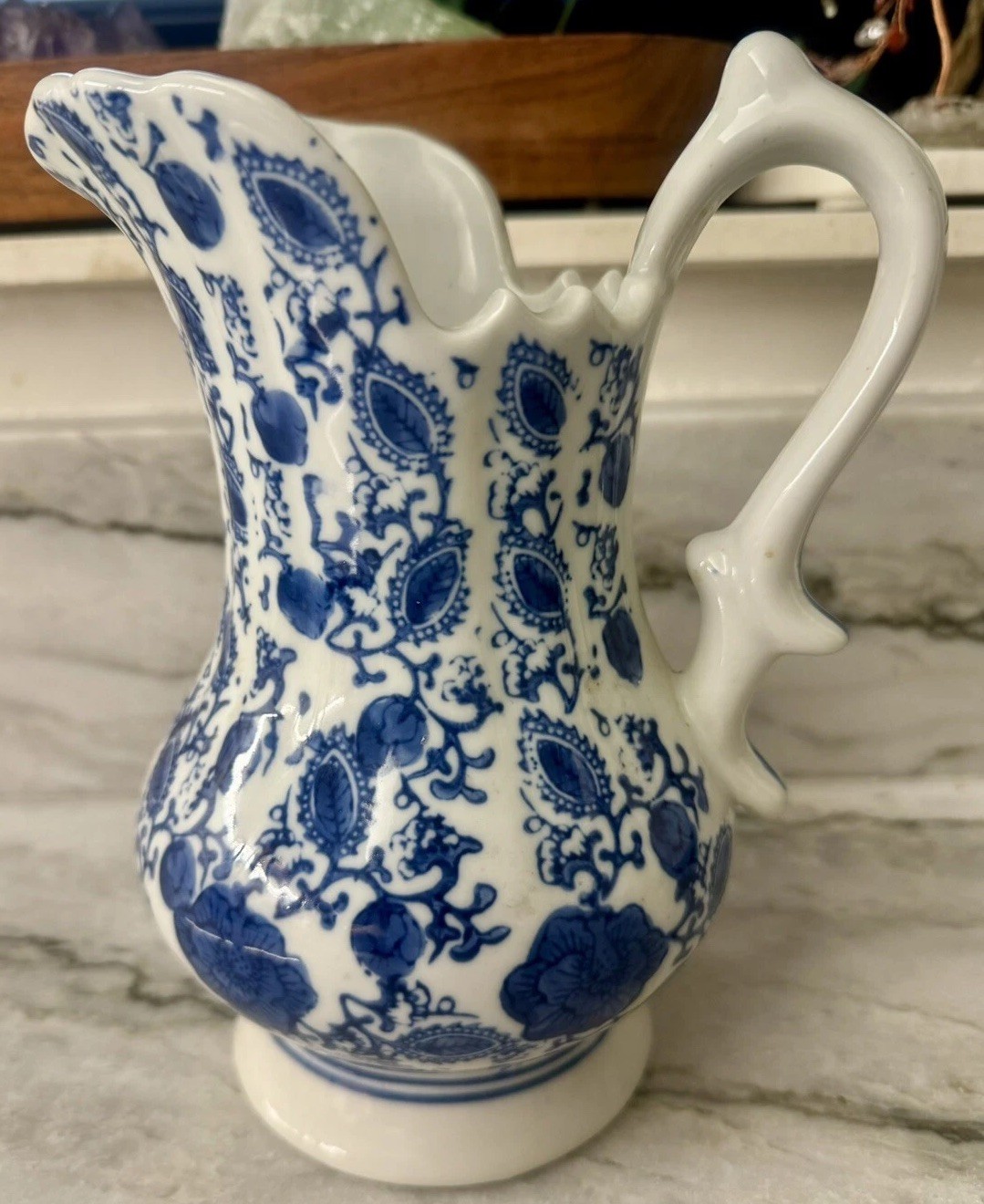 Blue Flower Pitcher-Vase 8.25\ Blue Flower Pitcher-Vase 8.25\