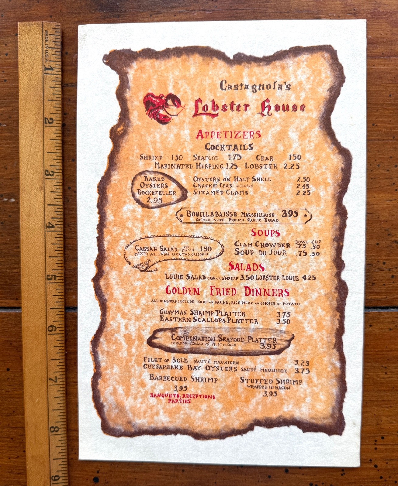 Vintage 1970s Castagnolas Lobster House Mailer Menu Marina Del Rey CA Seafood Vintage 1970s Castagnolas Lobster House Mailer Menu Marina Del Rey CA Seafood