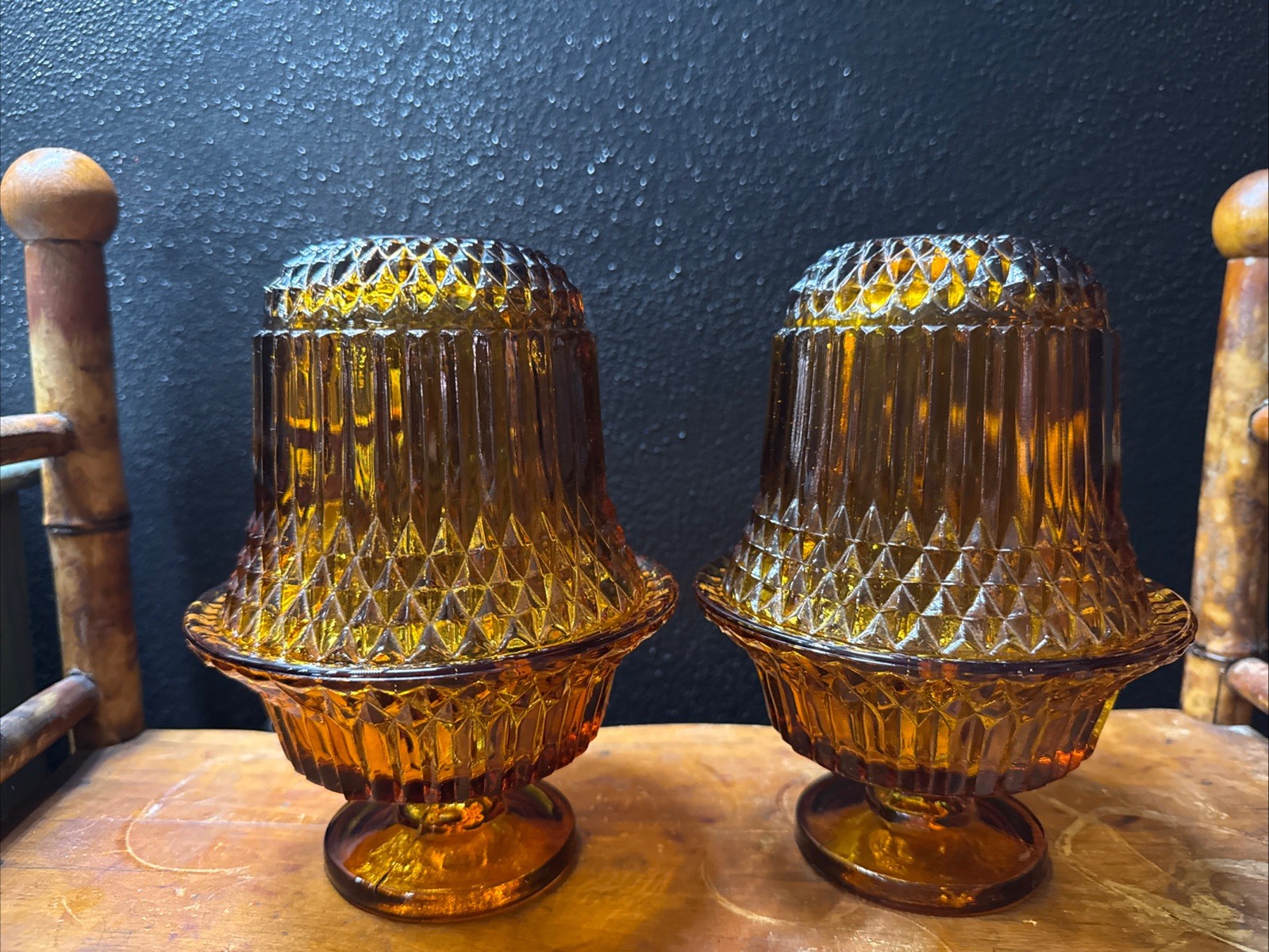 Indiana glass Amber Fairy lamp