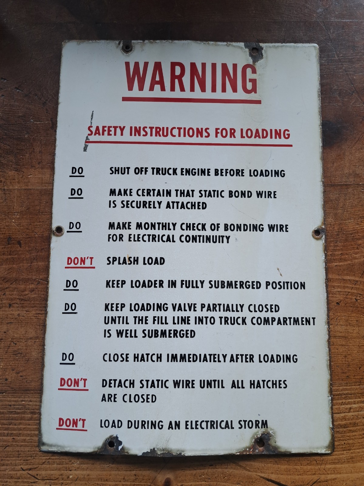Vintage Porcelain Sign Truck/Trailer Loading Instructions 18\