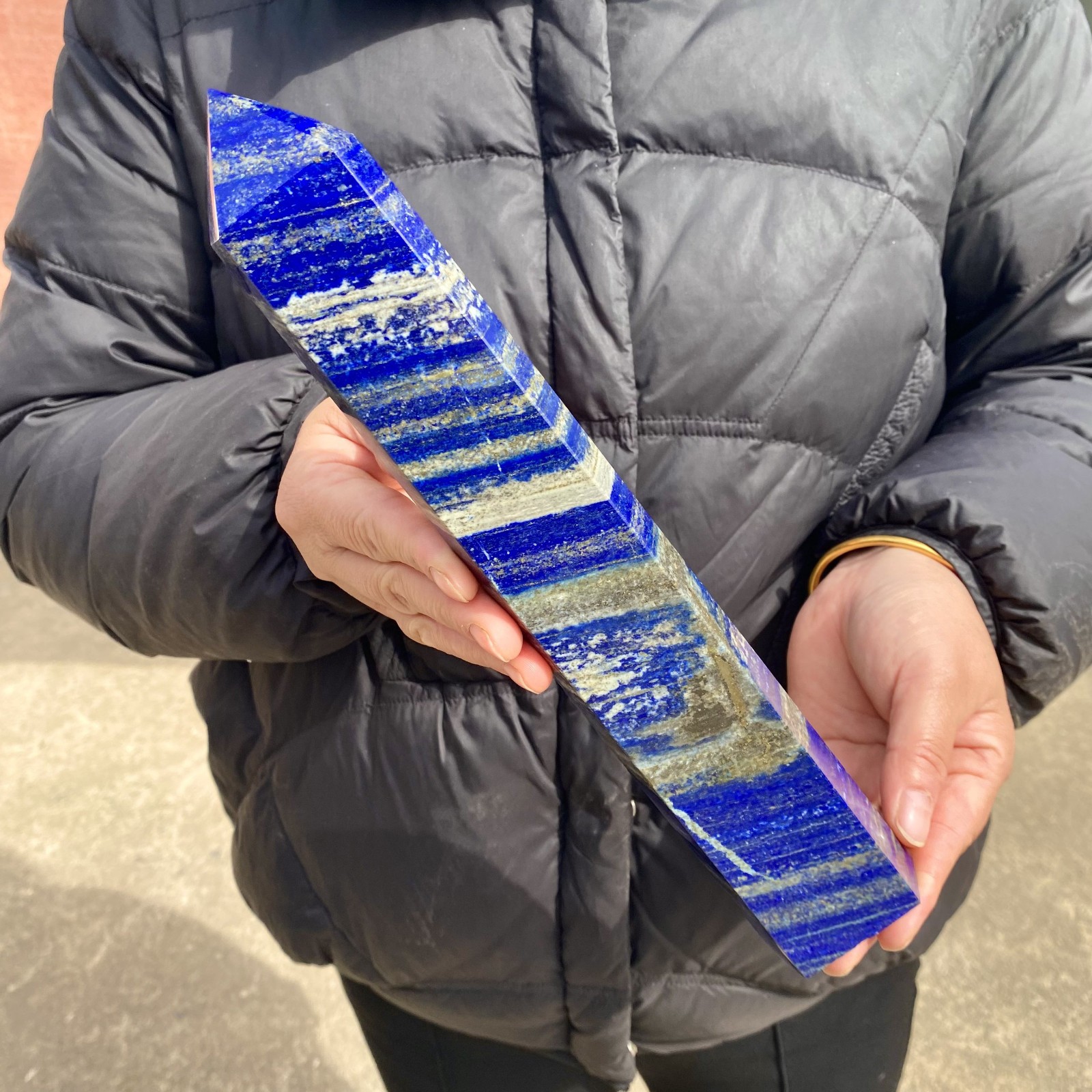2.7LB Large Natural lapis lazuli Quartz Crystal Obelisk Wand Point Healing Stone