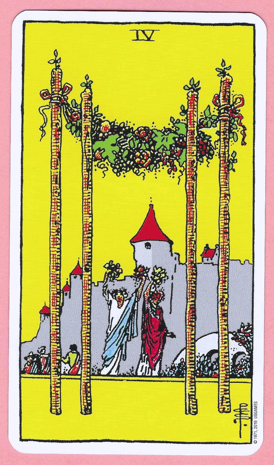 Four of Wands, Rider Waite Single Swap Tarot Card, Four of Wands, Rider Waite Single Swap Tarot Card,