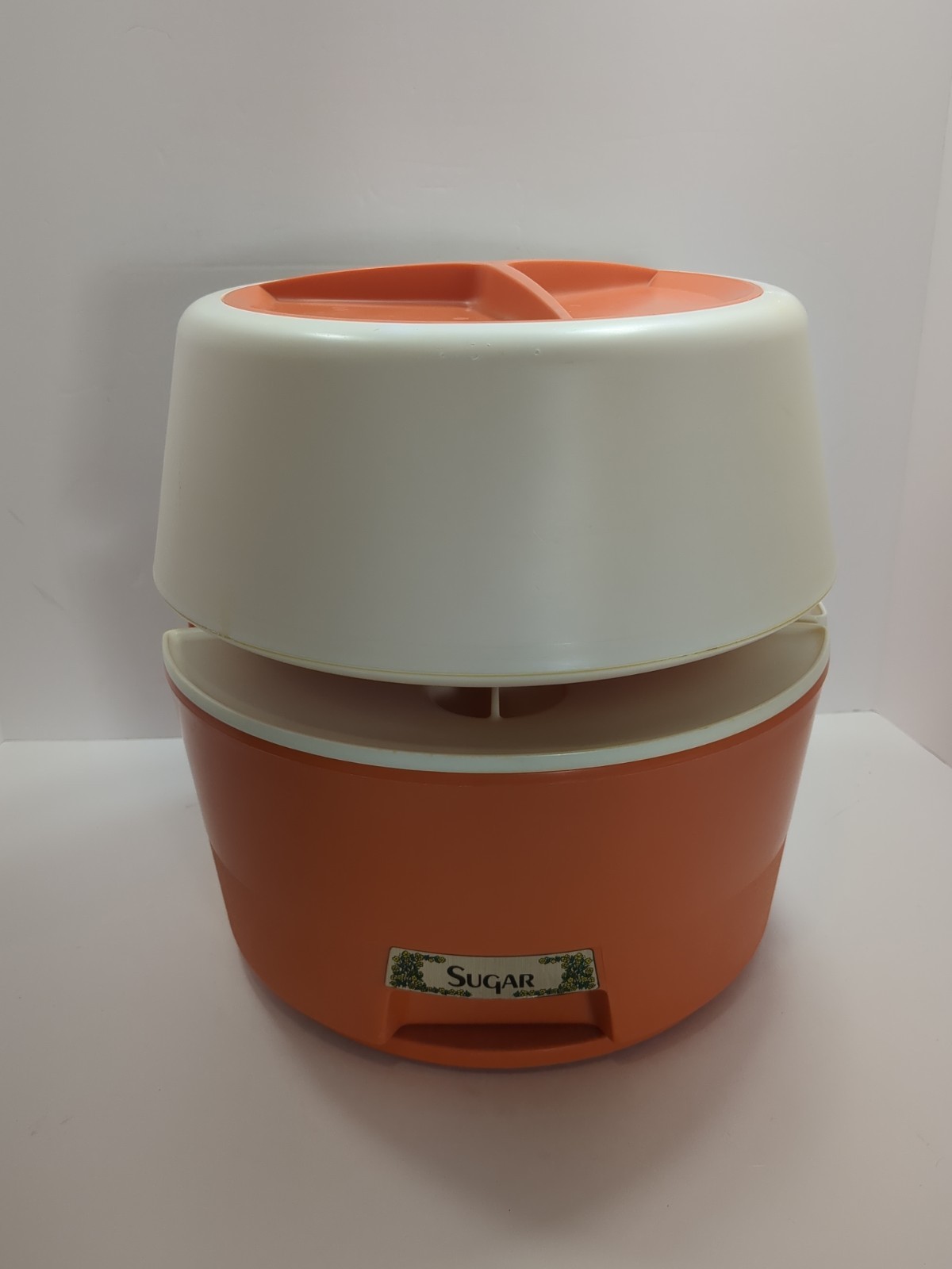 Vintage MCM Rubbermaid Lazy Susan Canister Carousel Counter Top Harvest Orange 