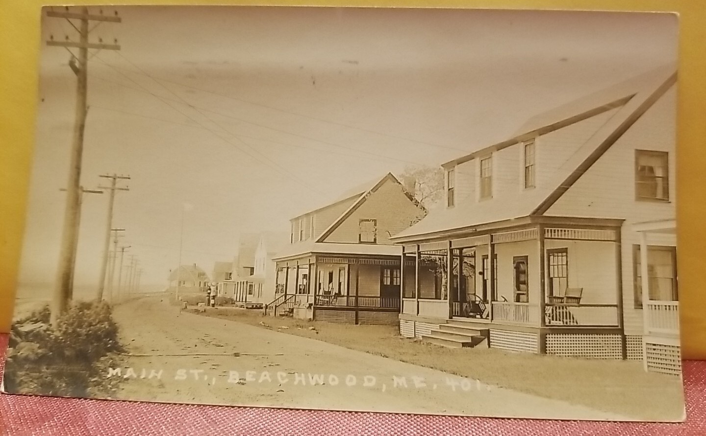Beachwood Maine ME RPPC Real Photo Postcard Houses Dirt Road 1930