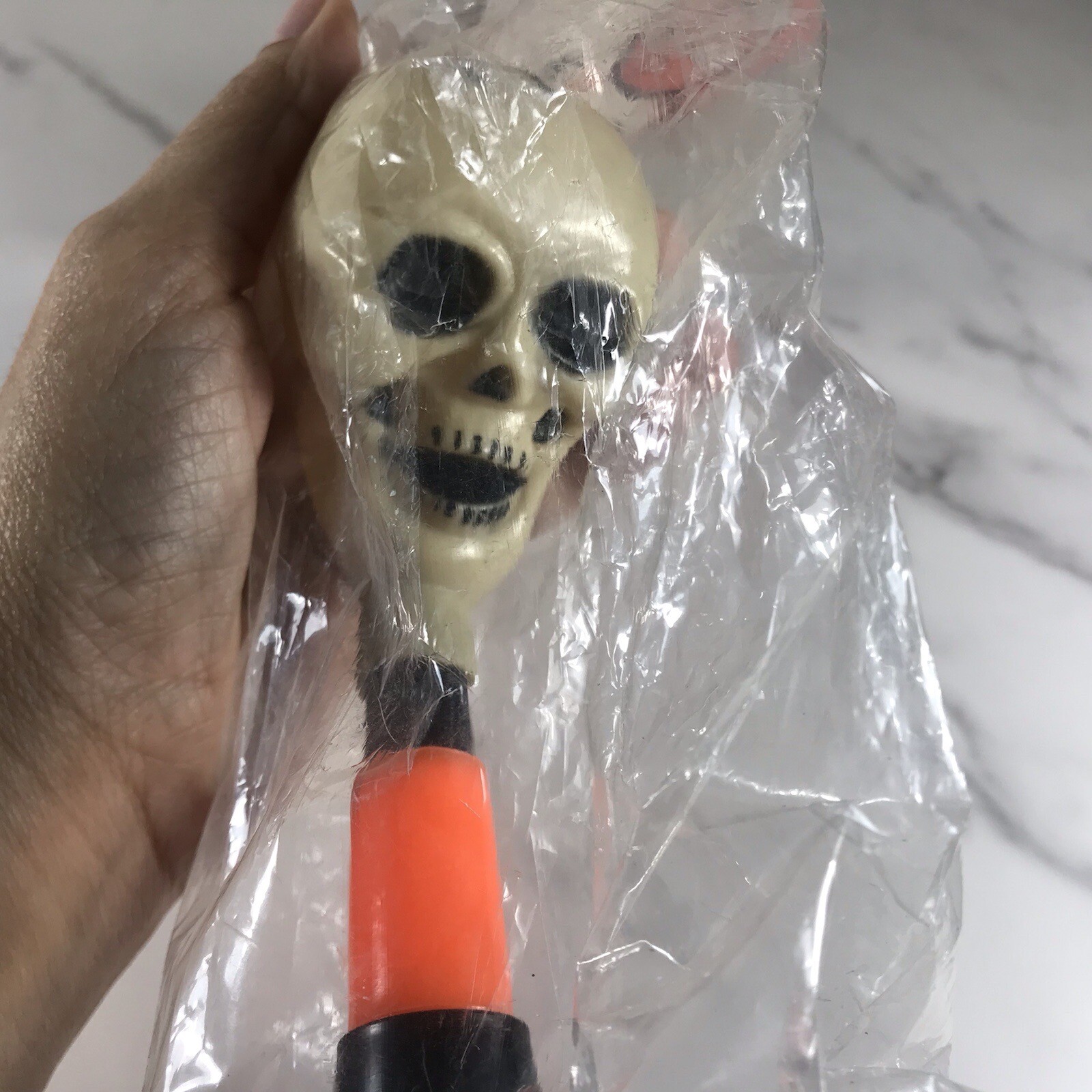 VINTAGE FUN WORLD HALLOWEEN SPOOKY SKULL HORN NOISEMAKER IN ORIGINAL PACKAGING