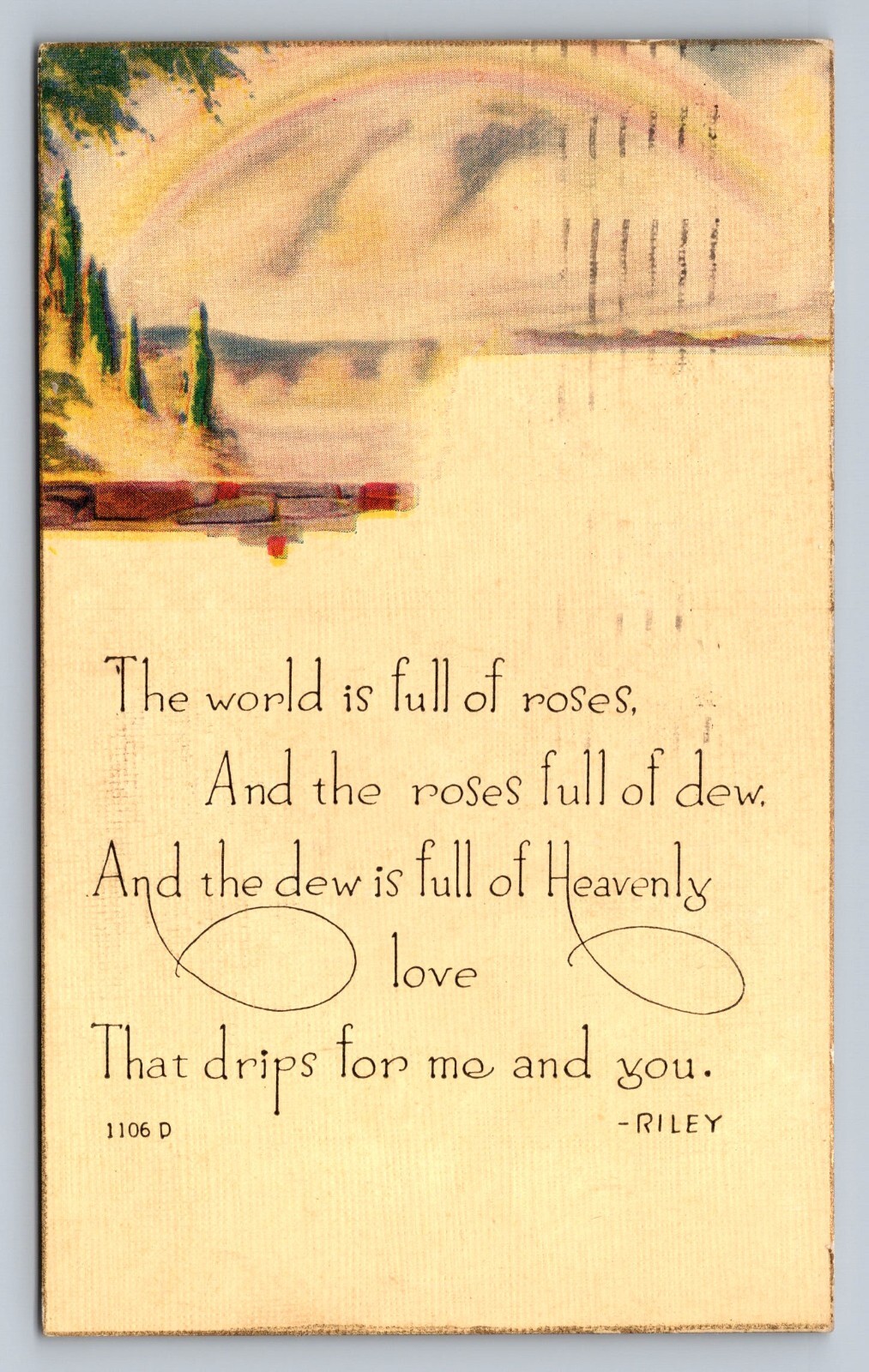 Postcard Congratulations The World is Full of Roses Poem by Riley 1921  B879