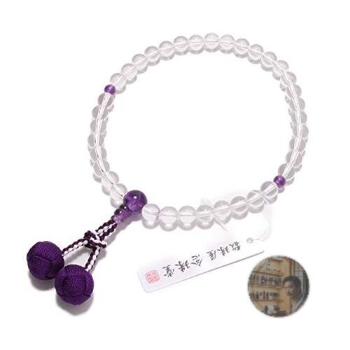 Nenjuya Nenjudo Women\'s Prayer Beads Crystal & Amethyst 100% Silk Tassel Japan Nenjuya Nenjudo Women\'s Prayer Beads Crystal & Amethyst 100% Silk Tassel Japan