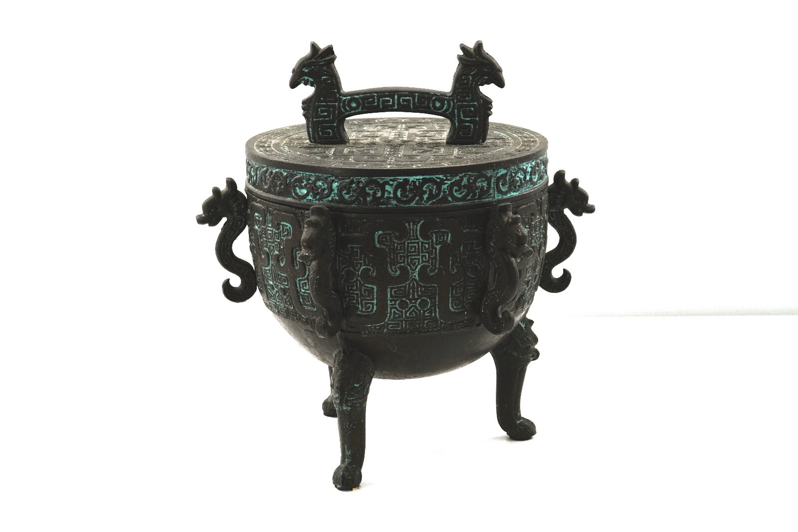 James Mount Style Getz Mid Century Asian Dragon Sea Horse Ice Bucket, Verdigris James Mount Style Getz Mid Century Asian Dragon Sea Horse Ice Bucket, Verdigris