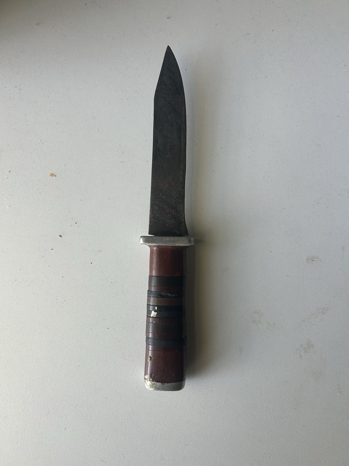 Antique 1940s WWll Battle Used Knife Theater Made with Leather Bearing Handle Antique 1940s WWll Battle Used Knife Theater Made with Leather Bearing Handle