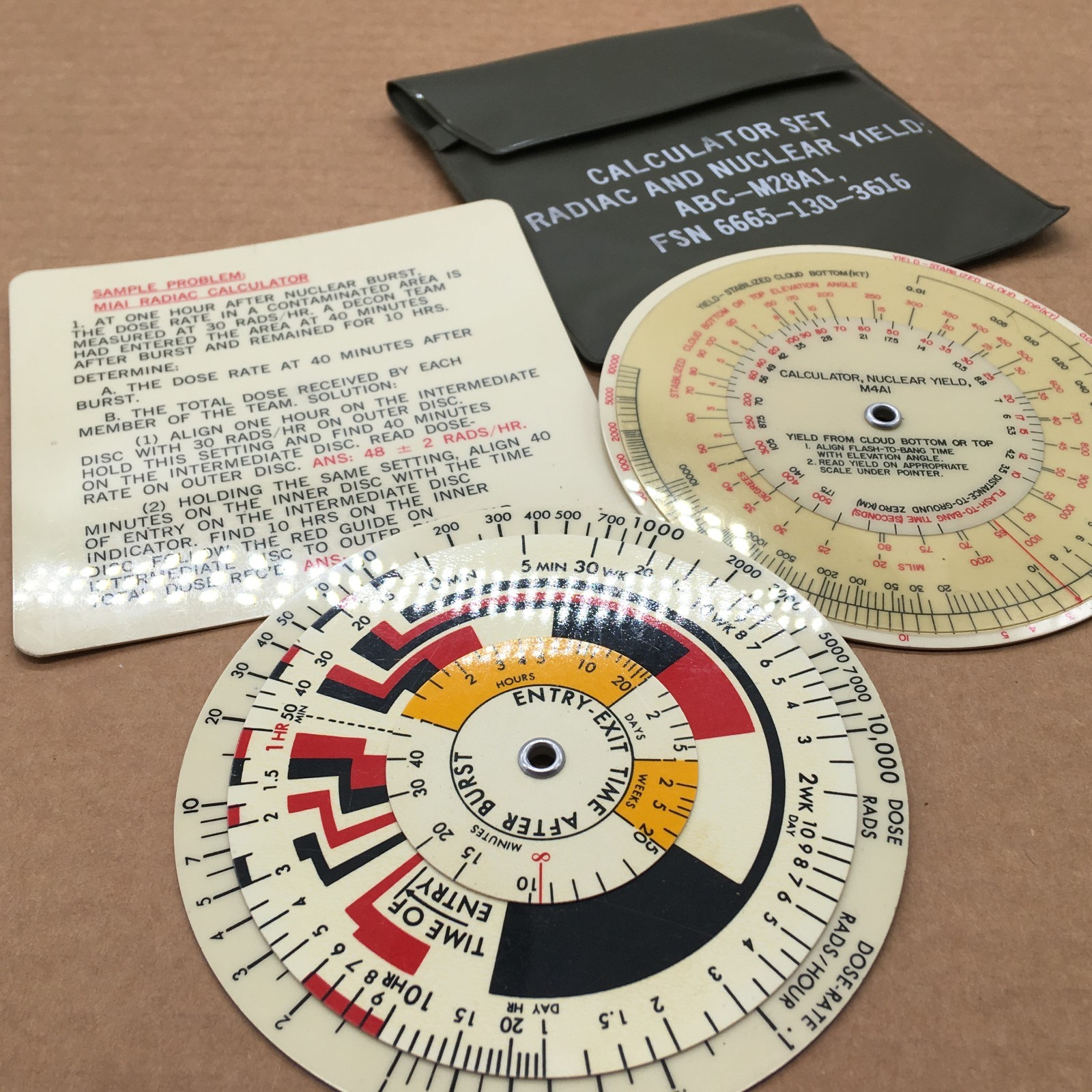 Radiac & Nuclear Yield Calculator Set: ABC-M28A1,FSN 6665-130-3616 Radiac & Nuclear Yield Calculator Set: ABC-M28A1,FSN 6665-130-3616