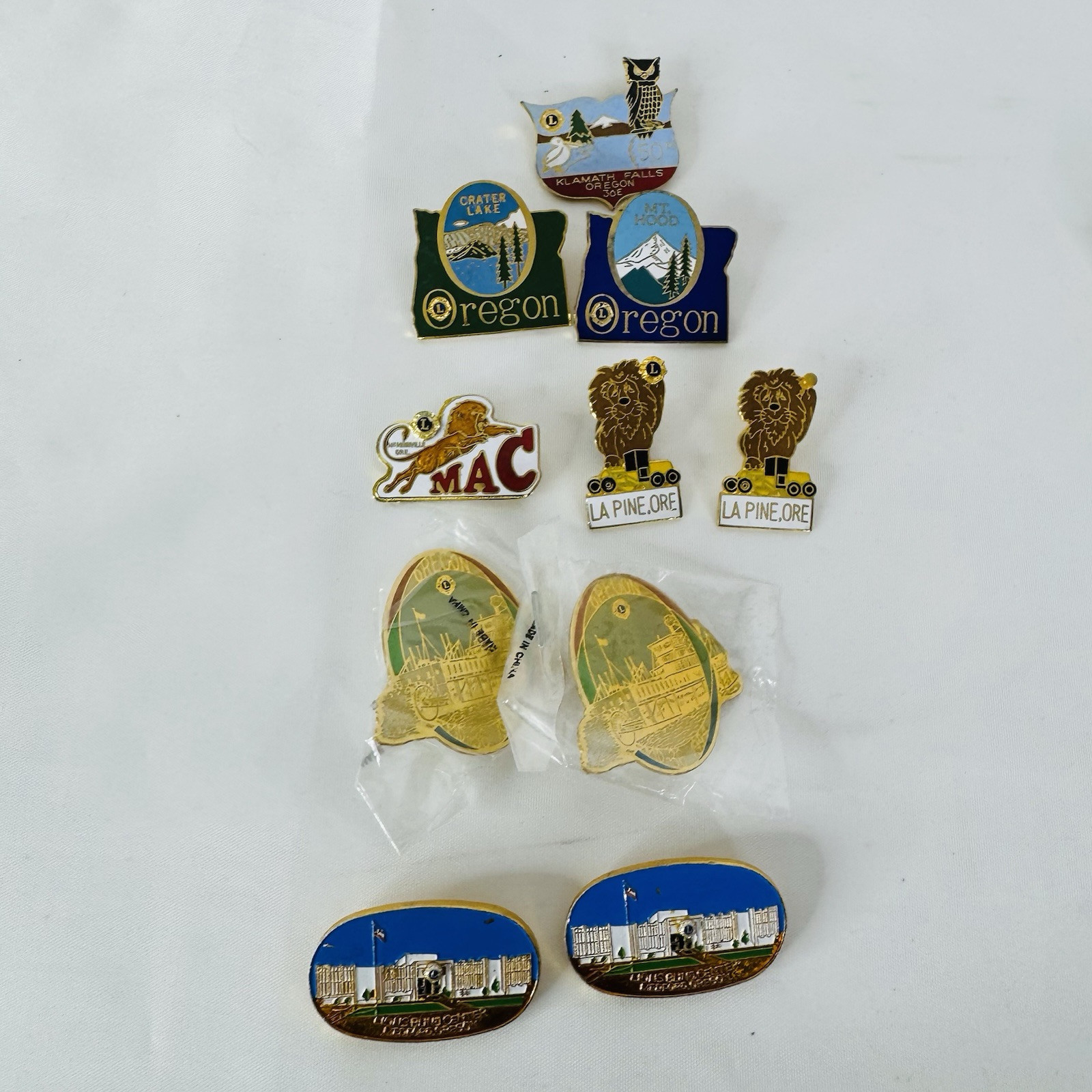 12 Lions Club Oregon Pins Lot Dalles Mac Medford Pine Riverboat