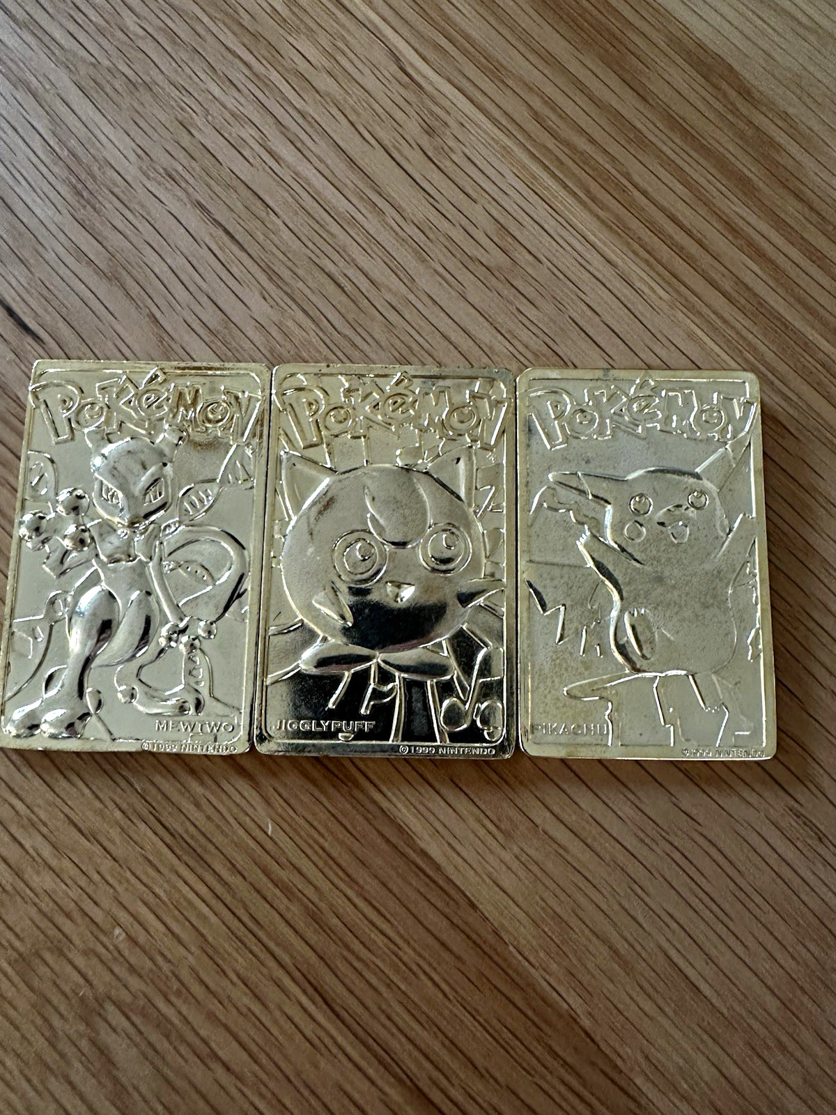 1999 Pokemon Burger King 23K Gold Plated Cards Lot of 3 Pikachu Mewtwo Jigglypuf 1999 Pokemon Burger King 23K Gold Plated Cards Lot of 3 Pikachu Mewtwo Jigglypuf