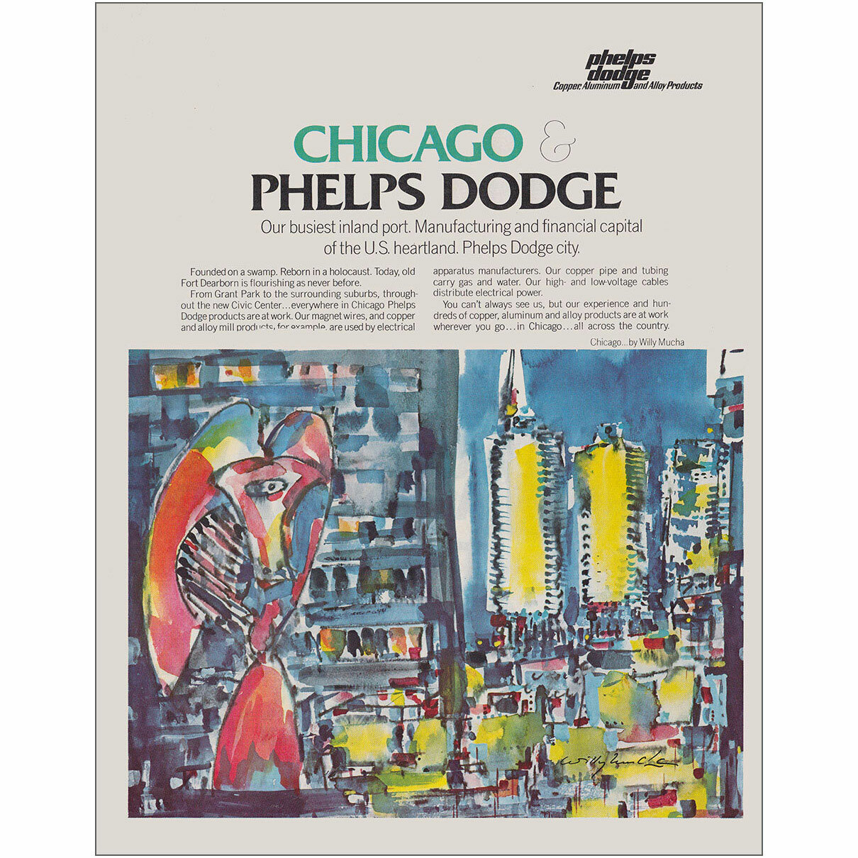 1971 Phelps Dodge: Chicago Busiest Inland Port Vintage Print Ad 1971 Phelps Dodge: Chicago Busiest Inland Port Vintage Print Ad