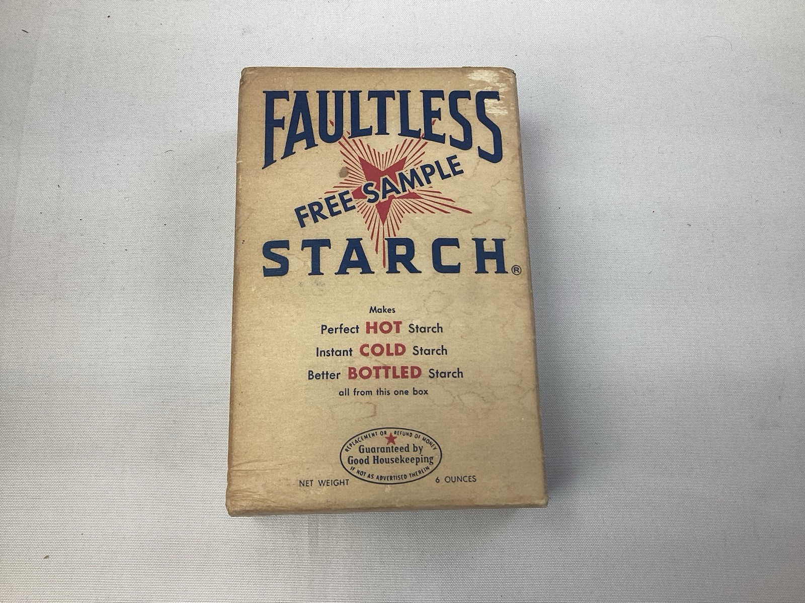 Vintage Faultless Starch SAMPLE box 6 oz. full unopened
