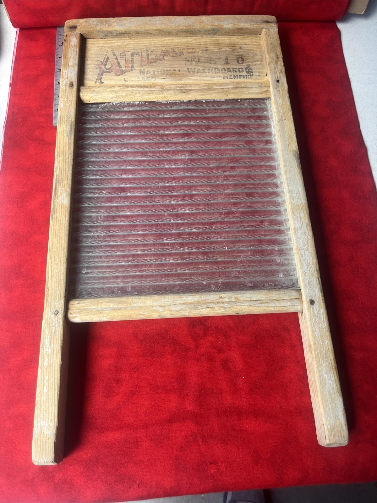 Vintage Atlantic National Washboard Co. # 510 Wood & Glass