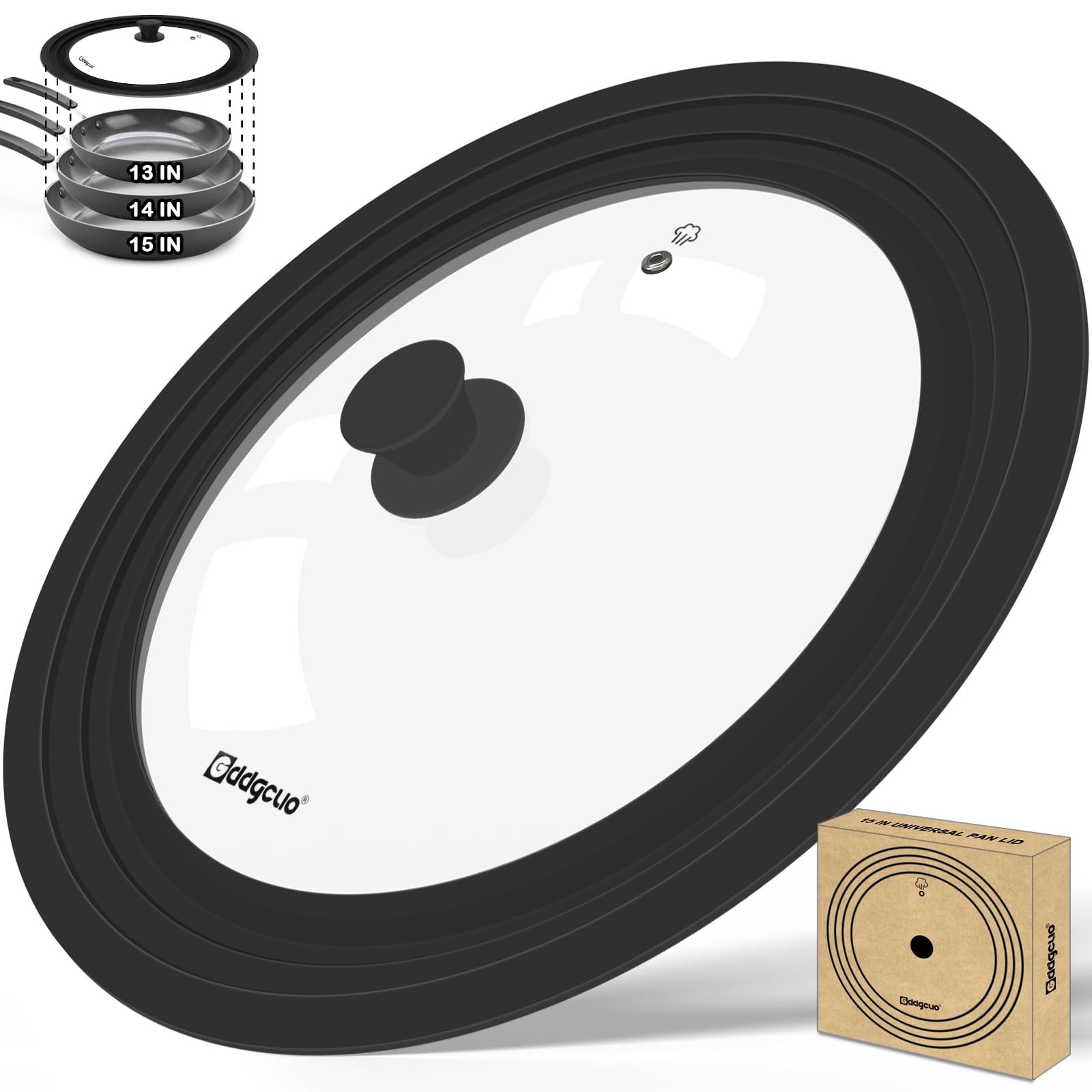 GDDGCUO 13-14-15 in Universal Pan Lid, Extra Large 13''-14''-15'', Black GDDGCUO 13-14-15 in Universal Pan Lid, Extra Large 13''-14''-15'', Black