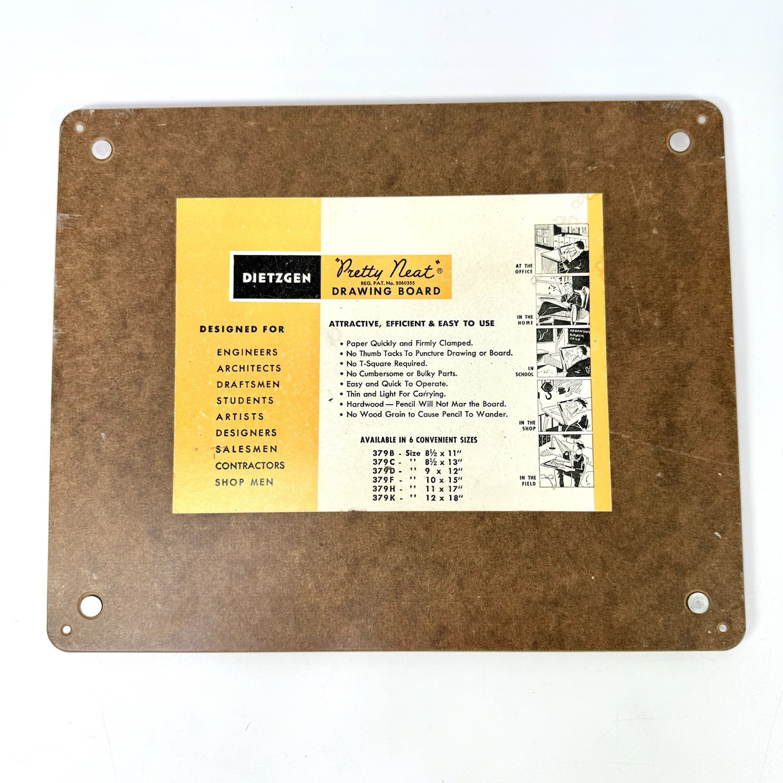 Vintage DIETZGEN Pretty Neat Drawing Board 379B Beige Fits 8.5x 11” Paper