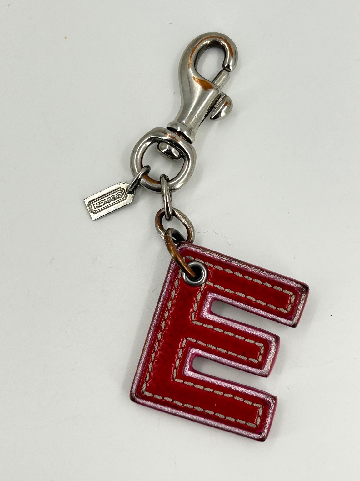 Vintage COACH Keychain Leather Lobster Clasp Initial E Charm Vintage COACH Keychain Leather Lobster Clasp Initial E Charm