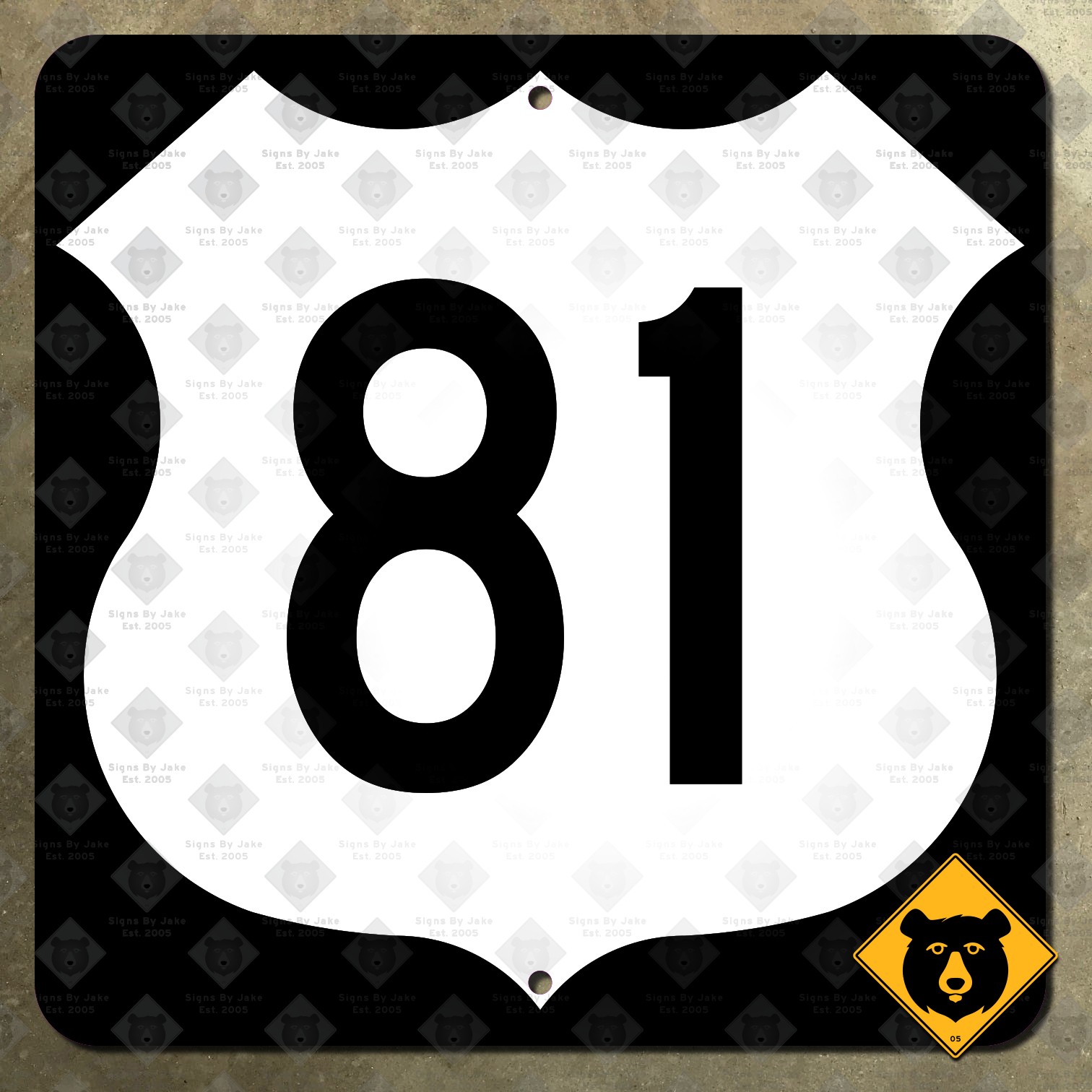 US Route 81 highway marker road sign 1961 Fort Worth Wichita Fargo 16x16