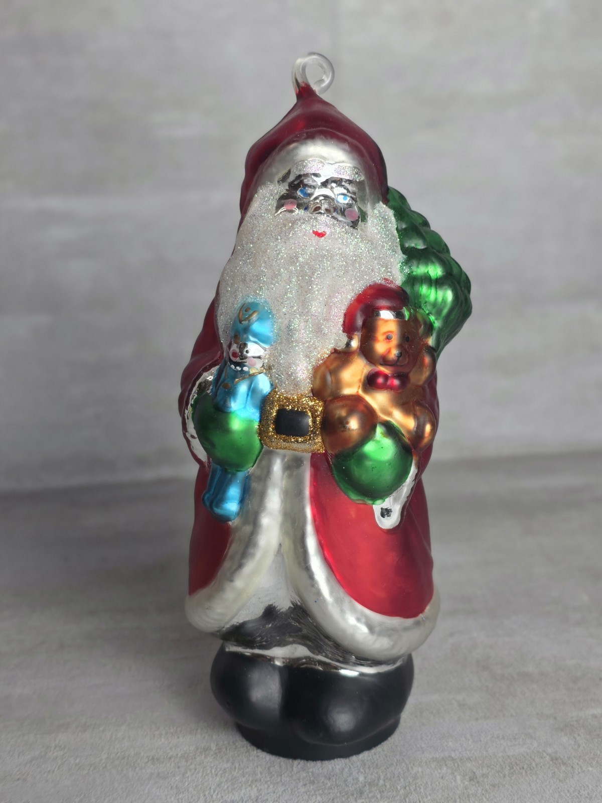 Vintage Dept 56 Mercury Handblown Glass Santa Ornament Christmas Taiwan Large 7\