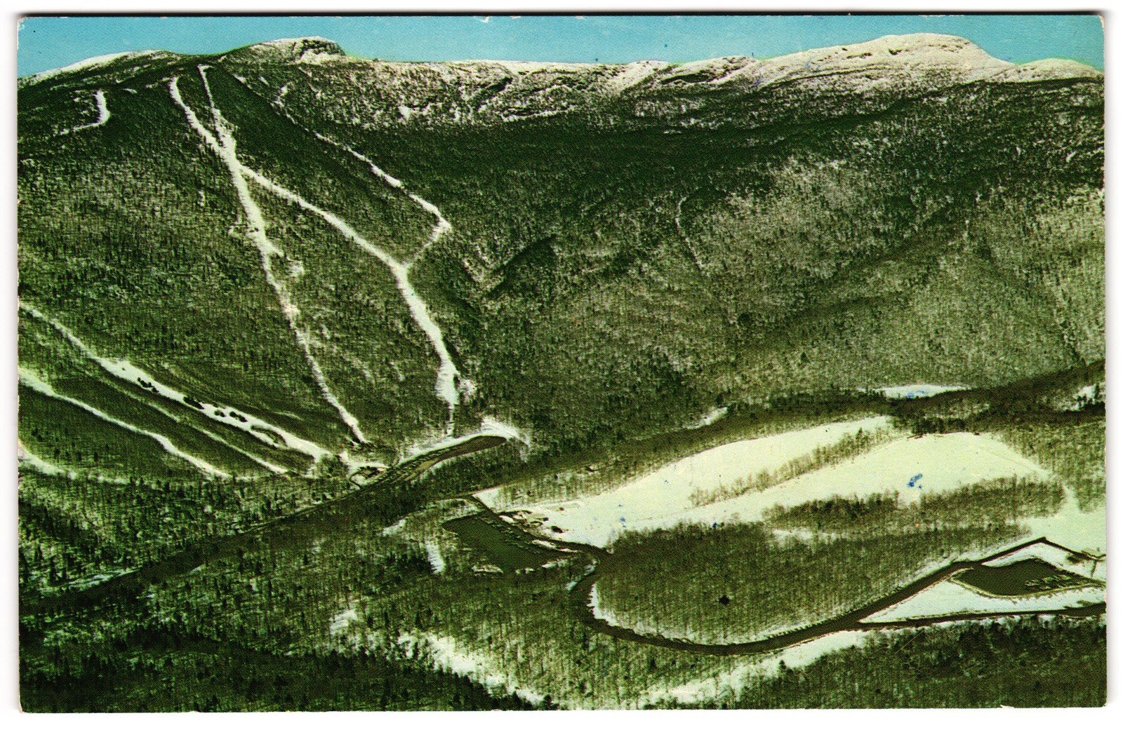 Mt. Mansfield Ski Slopes Stowe Vermont Aerial View c1960s Postcard Mt. Mansfield Ski Slopes Stowe Vermont Aerial View c1960s Postcard