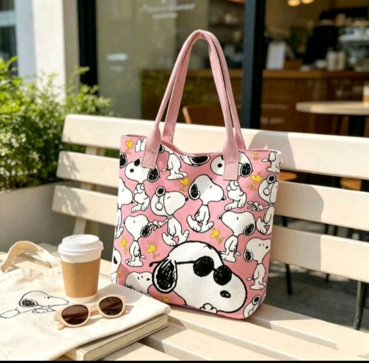 Snoopy Peanuts Bag Purse Shoulder Shopping Travel Double Handle Gift Canvas New