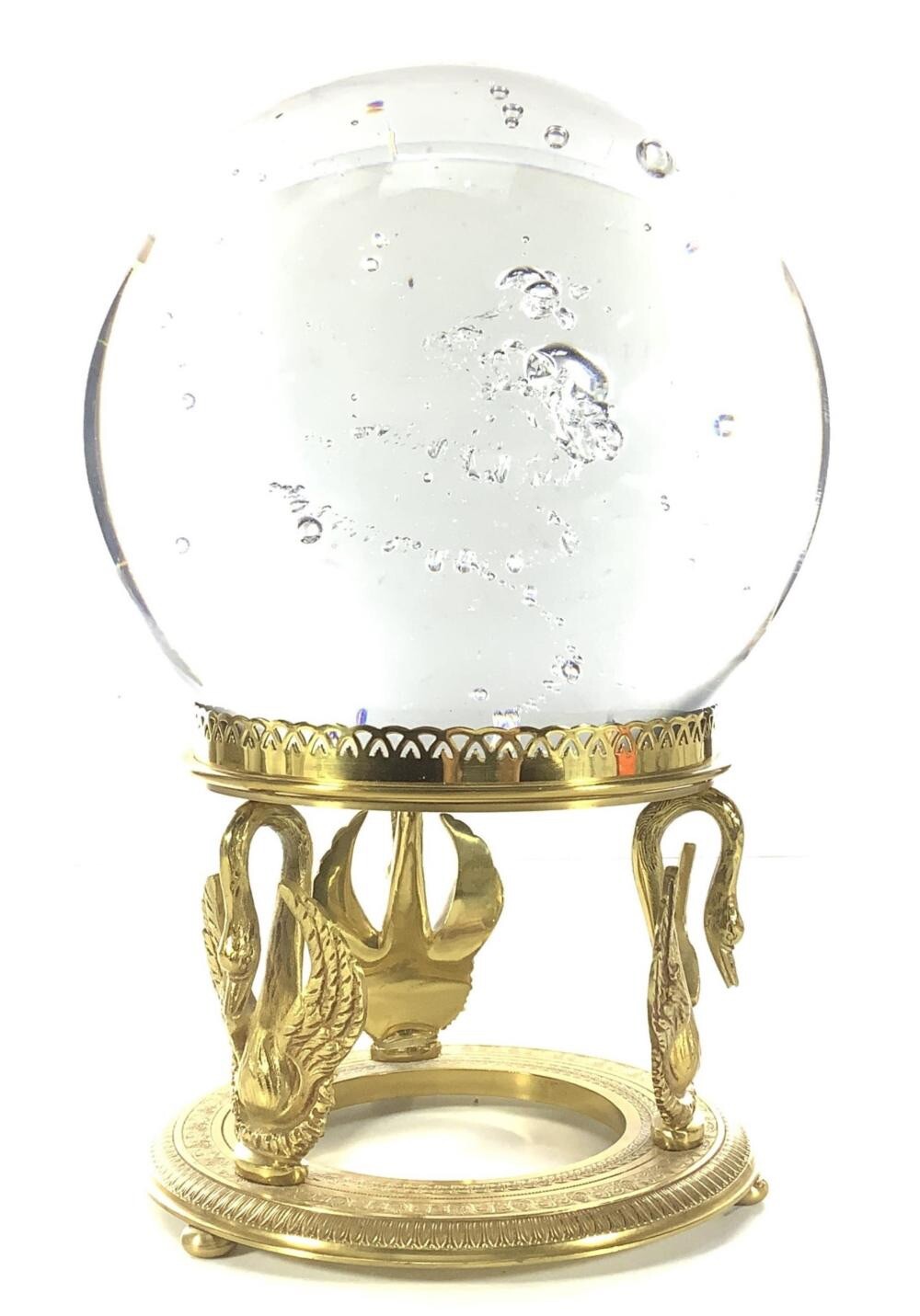 Vintage Schneider French Art Signed Crystal Ball Swan Brass Stand 1/1 On eBay