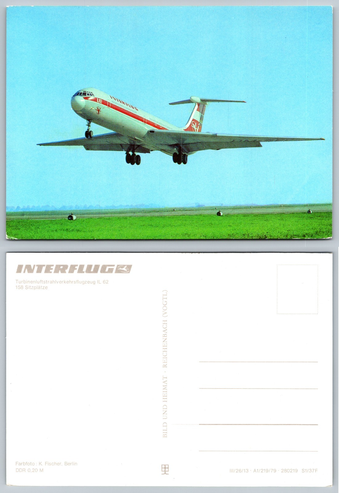 Continental Interflug Airliner Postcard Continental Interflug Airliner Postcard